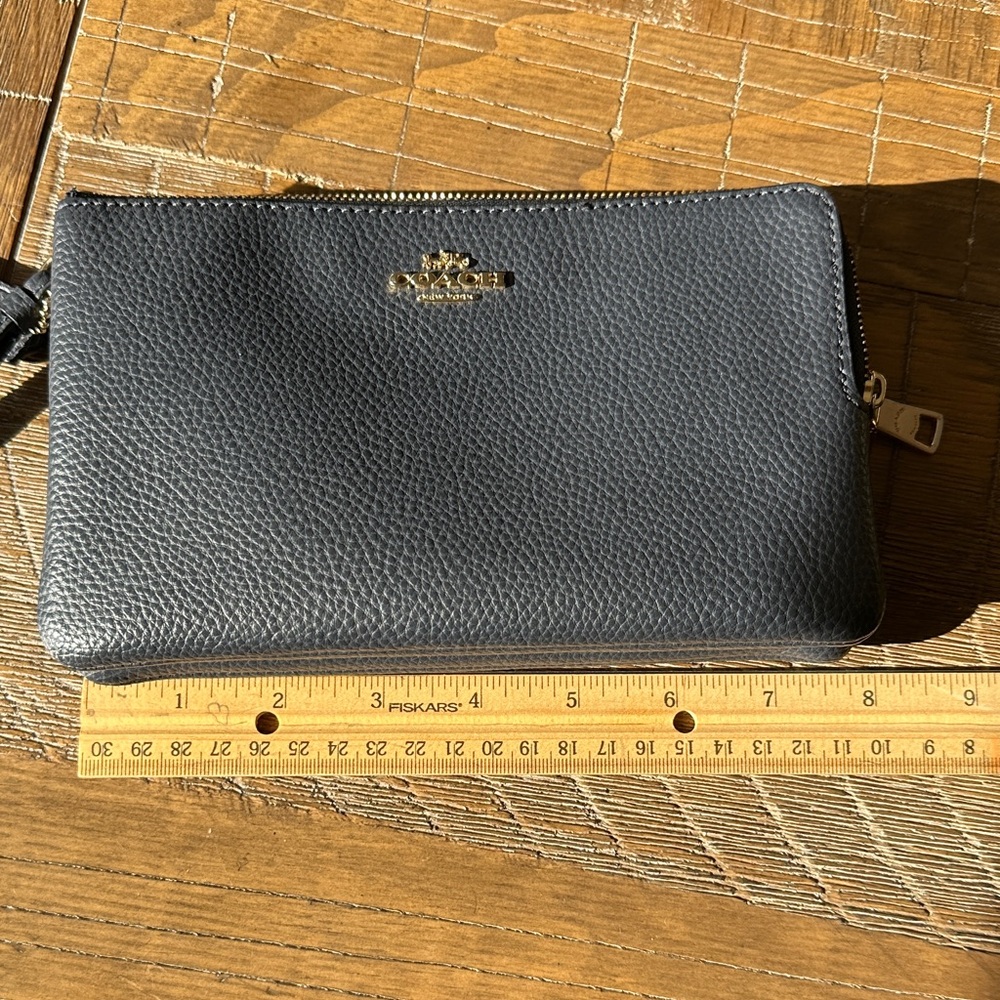 Coach Blue Wristlet with Gold Detail - Picture 10 of 12